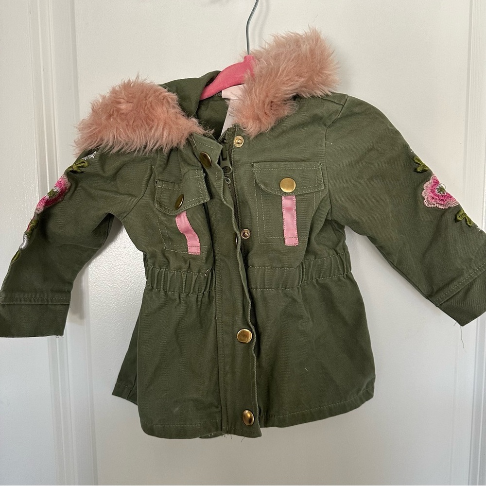 Toddler 12M Zip Up Jacket with faux fur hood